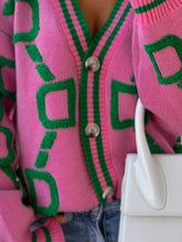 Load image into Gallery viewer, Geometric Dropped Shoulder Button Down Cardigan