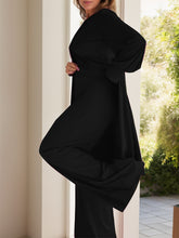 Load image into Gallery viewer, Full Size Slit Round Neck Long Sleeve Top and Pants Set