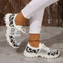 Load image into Gallery viewer, Leopard Mesh Round Toe Athletic