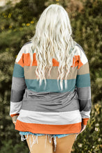 Load image into Gallery viewer, Green Plus Size Colorblock Pullover Top