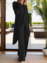 Load image into Gallery viewer, Full Size Slit Round Neck Long Sleeve Top and Pants Set