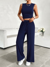 Load image into Gallery viewer, Mock Neck Sleeveless Top and Drawstring Pants Set