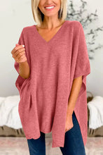 Load image into Gallery viewer, Slit V-Neck Half Sleeve Knit Top