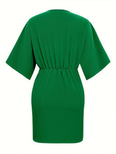Load image into Gallery viewer, Ruched Surplice Half Sleeve Mini Dress