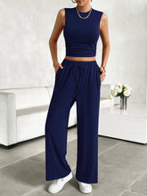 Load image into Gallery viewer, Mock Neck Sleeveless Top and Drawstring Pants Set
