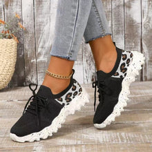 Load image into Gallery viewer, Leopard Mesh Round Toe Athletic