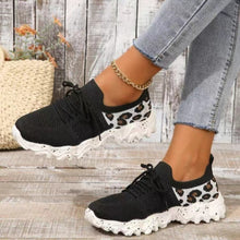 Load image into Gallery viewer, Leopard Mesh Round Toe Athletic