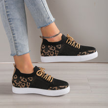 Load image into Gallery viewer, Lace-Up Leopard Flat Sneakers