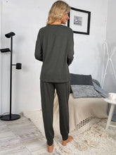 Load image into Gallery viewer, Round Neck Top and Drawstring Pants Lounge Set
