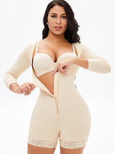 Load image into Gallery viewer, Full Size Zip Up Lace Detail Long Sleeve Shapewear