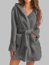 Load image into Gallery viewer, Tie Waist Hooded Robe