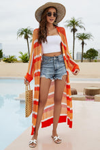 Load image into Gallery viewer, Striped Open Front Side Slit Duster Cover Up