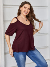 Load image into Gallery viewer, Plus Size V-Neck Cold-Shoulder Blouse