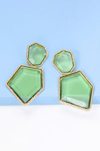 Load image into Gallery viewer, Geometrical Shape Zinc Alloy Frame Resin Dangle Earrings