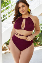 Load image into Gallery viewer, Plus Size Cutout Tied Backless Bikini Set