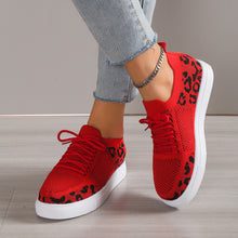 Load image into Gallery viewer, Lace-Up Leopard Flat Sneakers