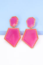 Load image into Gallery viewer, Geometrical Shape Zinc Alloy Frame Resin Dangle Earrings