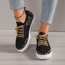 Load image into Gallery viewer, Lace-Up Leopard Flat Sneakers