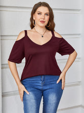 Load image into Gallery viewer, Plus Size V-Neck Cold-Shoulder Blouse