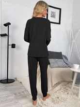 Load image into Gallery viewer, Round Neck Top and Drawstring Pants Lounge Set