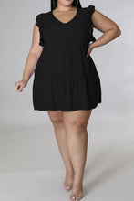 Load image into Gallery viewer, Plus Size V-Neck Frill Trim Mini Dress