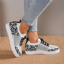 Load image into Gallery viewer, Lace-Up Leopard Flat Sneakers