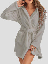 Load image into Gallery viewer, Tie Waist Hooded Robe