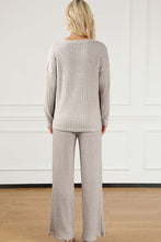 Load image into Gallery viewer, Ribbed V-Neck Top and Pants Lounge Set