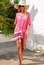 Load image into Gallery viewer, Rainbow Stripe Openwork Slit Cover-Up