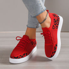 Load image into Gallery viewer, Lace-Up Leopard Flat Sneakers
