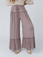 Load image into Gallery viewer, Wide Leg Ruffle Trim Pants
