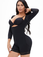 Load image into Gallery viewer, Full Size Zip Up Lace Detail Long Sleeve Shapewear