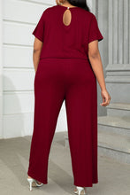 Load image into Gallery viewer, Plus Size Drawstring Waist Short Sleeve Jumpsuit