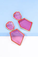 Load image into Gallery viewer, Geometrical Shape Zinc Alloy Frame Resin Dangle Earrings