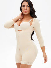 Load image into Gallery viewer, Full Size Zip Up Lace Detail Long Sleeve Shapewear