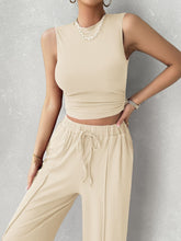 Load image into Gallery viewer, Mock Neck Sleeveless Top and Drawstring Pants Set
