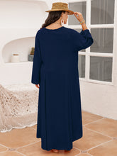 Load image into Gallery viewer, Plus Size Tie Neck Long Sleeve Slit Dress
