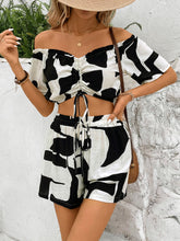 Load image into Gallery viewer, Drawstring Off-Shoulder Top and Shorts Set
