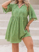 Load image into Gallery viewer, Plus Size Tied Tassel Half Sleeve Mini Dress
