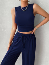 Load image into Gallery viewer, Mock Neck Sleeveless Top and Drawstring Pants Set
