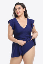 Load image into Gallery viewer, Plus Size Ruffled Plunge Swim Dress and Bottoms Set
