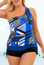 Load image into Gallery viewer, Plus Size Patchwork Tied One-Shoulder Tankini Set
