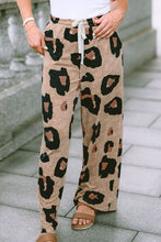 Load image into Gallery viewer, Leopard Drawstring Wide Leg Pants with Pockets
