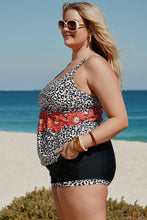 Load image into Gallery viewer, Plus Size Mixed Print Tankini Set with Pockets
