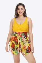 Load image into Gallery viewer, Plus Size Floral Two-Tone Asymmetrical Hem Two-Piece Swimsuit
