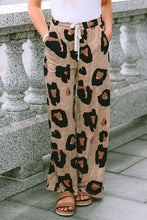 Load image into Gallery viewer, Leopard Drawstring Wide Leg Pants with Pockets
