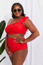 Load image into Gallery viewer, Marina West Swim Seaside Romance Ruffle One-Shoulder Bikini in Red
