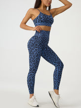 Load image into Gallery viewer, Leopard Crisscross Top and Leggings Active Set
