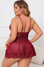 Load image into Gallery viewer, Plus Size Lace Detail Spaghetti Strap Lounge Dress
