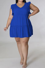 Load image into Gallery viewer, Plus Size V-Neck Frill Trim Mini Dress
